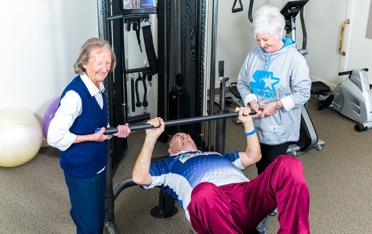 Aged care residents using the gym